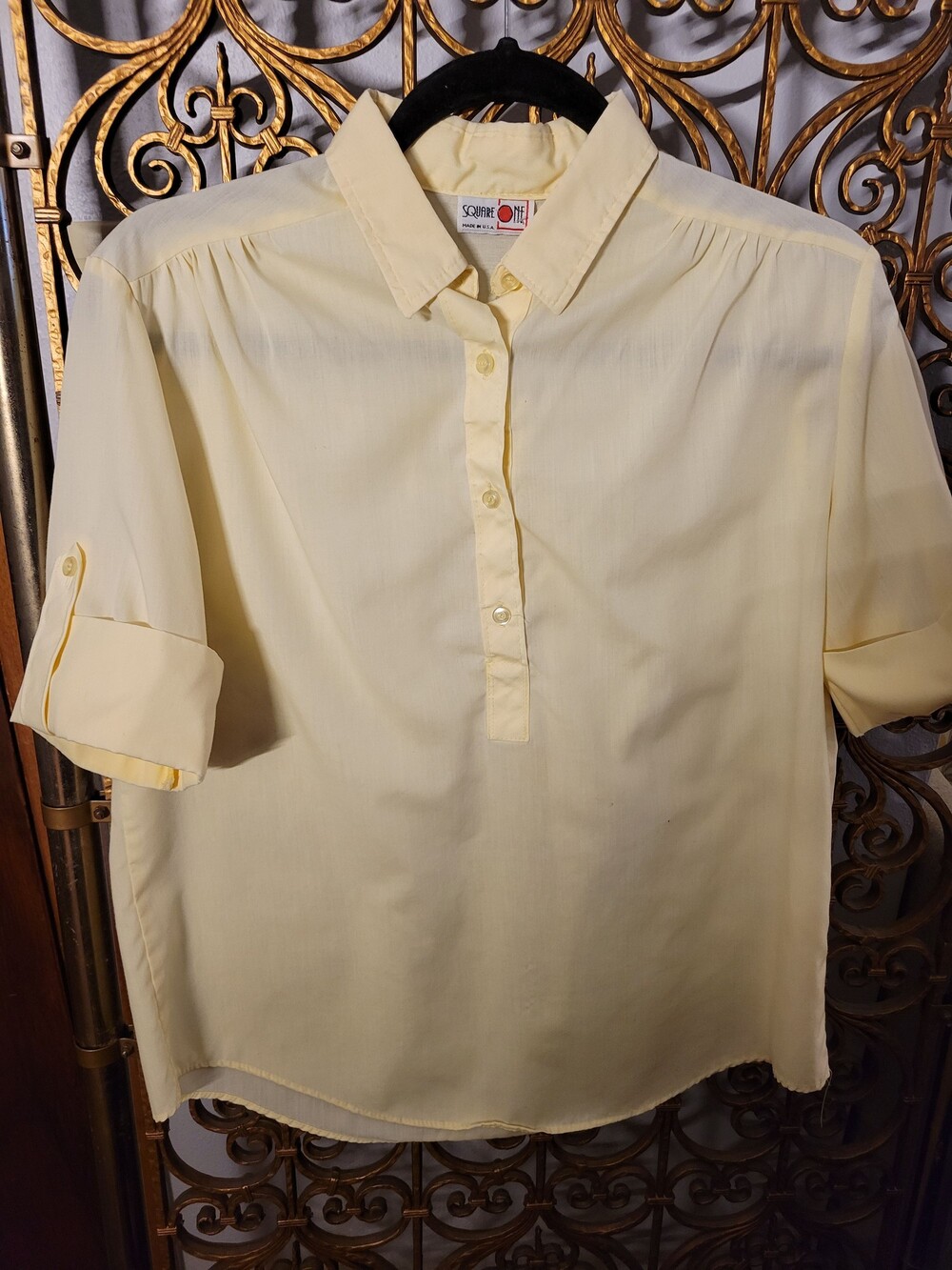 Vintage 70s/80s Yellow Short Sleeve Button Up